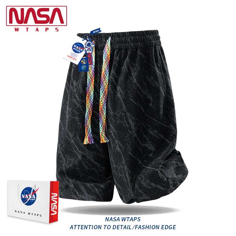 NASA WTAPS扎染灯芯绒短裤男款夏季潮牌宽松直筒运动休闲五分裤男