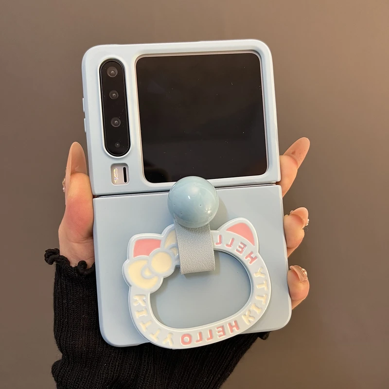 纯色kitty指环扣支架适用华为purax典藏版折叠屏手机壳pocket2女