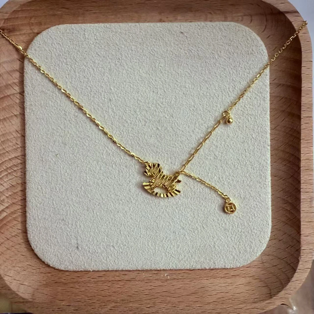 足金999 黄金项链 小木马