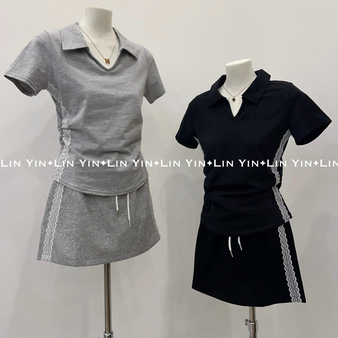 【上衣➕裙子】两件套装高腰显瘦半身裙夏季女短款显瘦T恤女