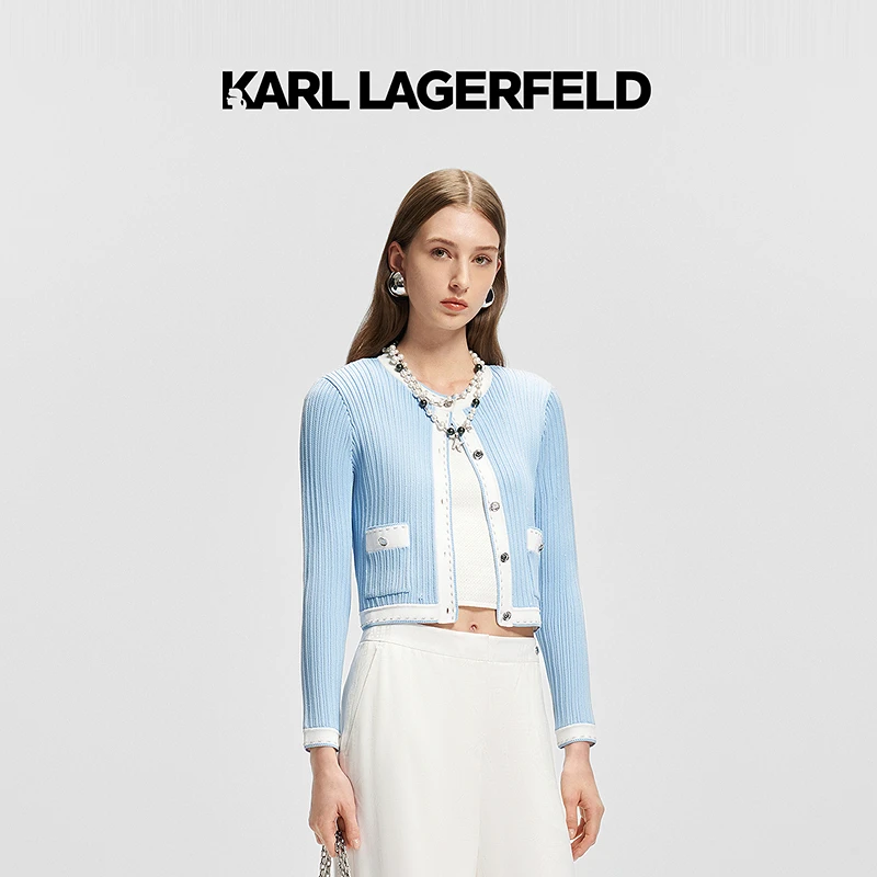 【搭搭专属】KARLLAGERFELD夏季蓝色针织开衫M22E2226
