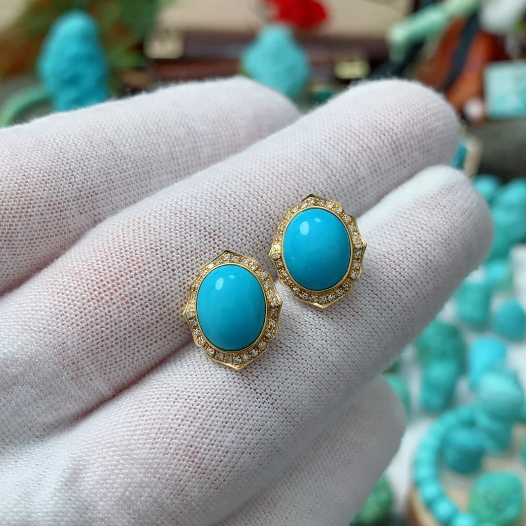 绿松石珠宝奇石18K金镶嵌