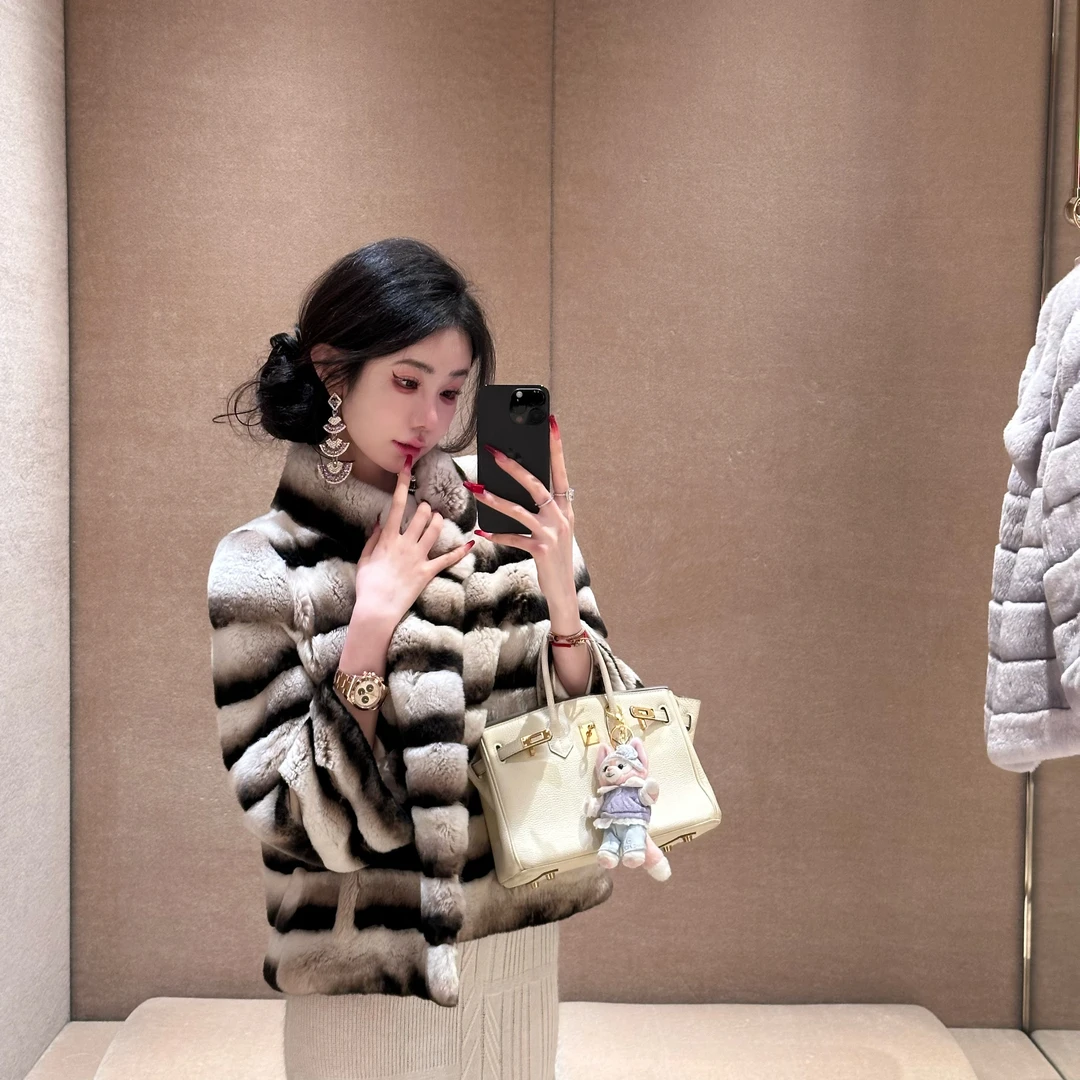 【雅乔定制】贵妇兔 仿龙猫色系“獭兔毛”皮草外套DYJJ-24100531