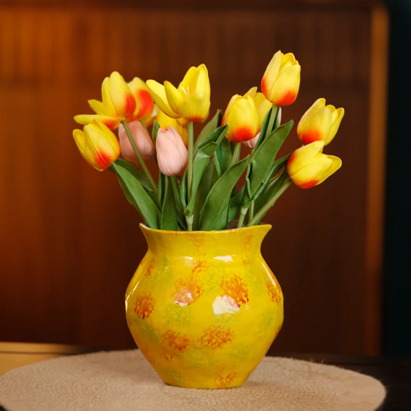 陶瓷手作小清新钱袋花瓶摆件