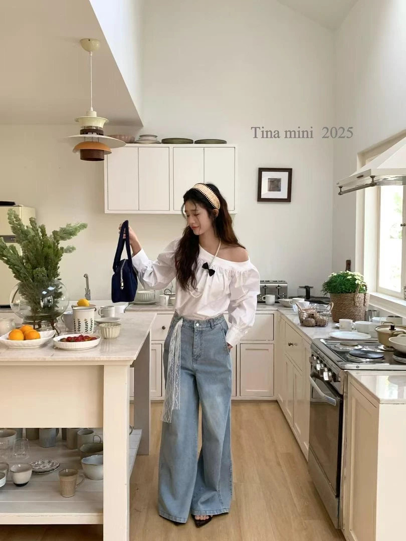 【TiNA】气质款斜肩上衣95525