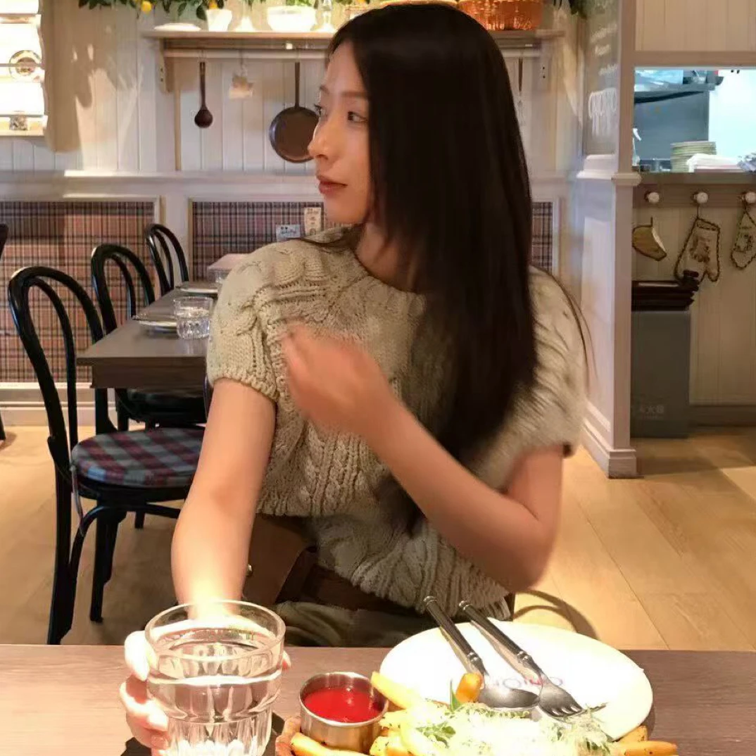 厚款短袖长袖时尚拼接春季毛针织衫毛衣丹宁风女装
