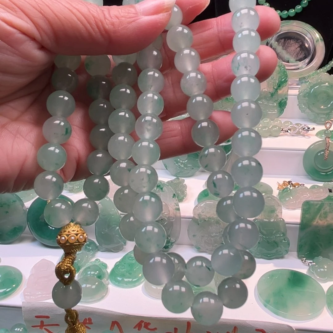 石英质玉项链合金108颗卡9+