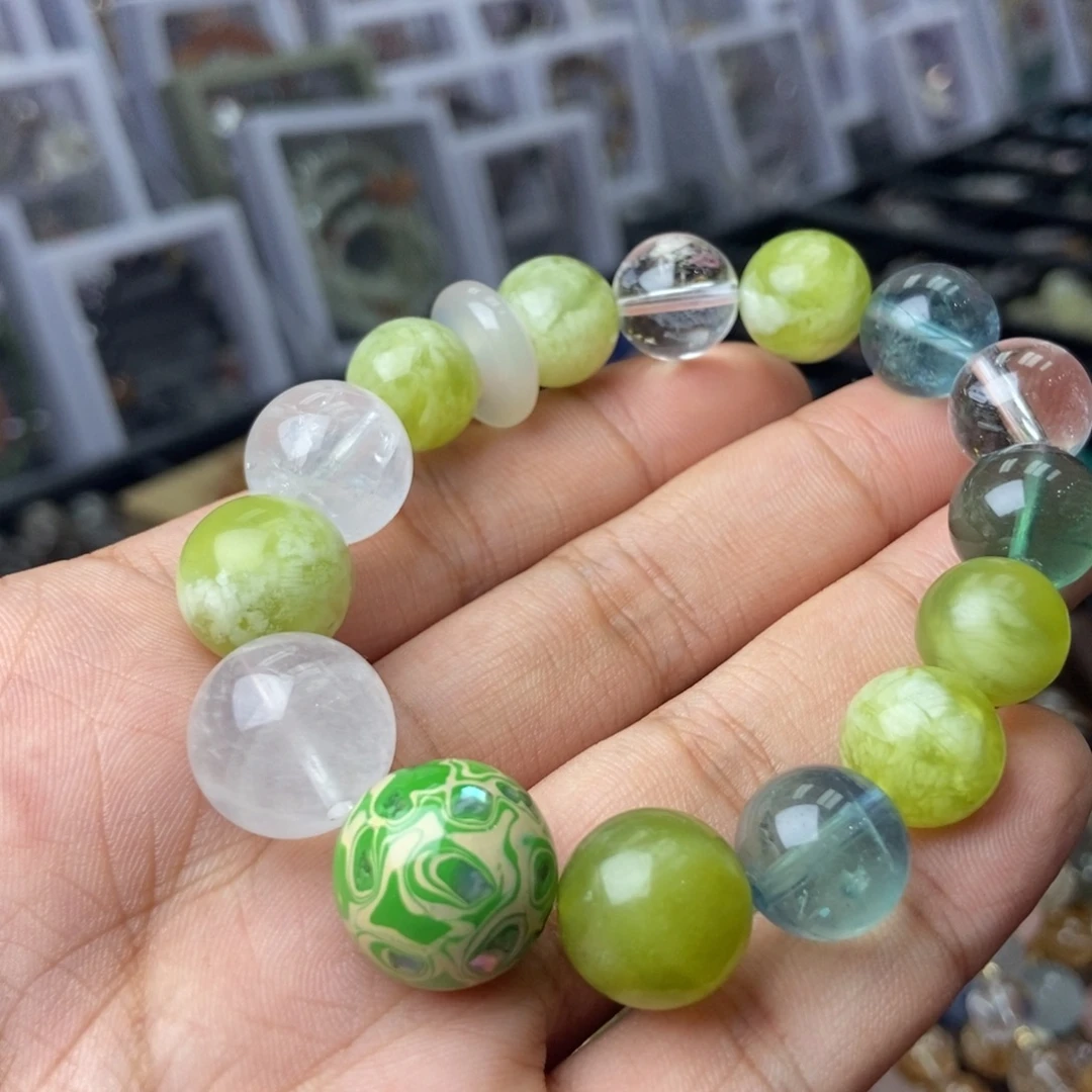 手链合金水晶青提奶盖