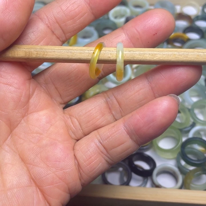 蛇纹石玉合金戒指不退不换14