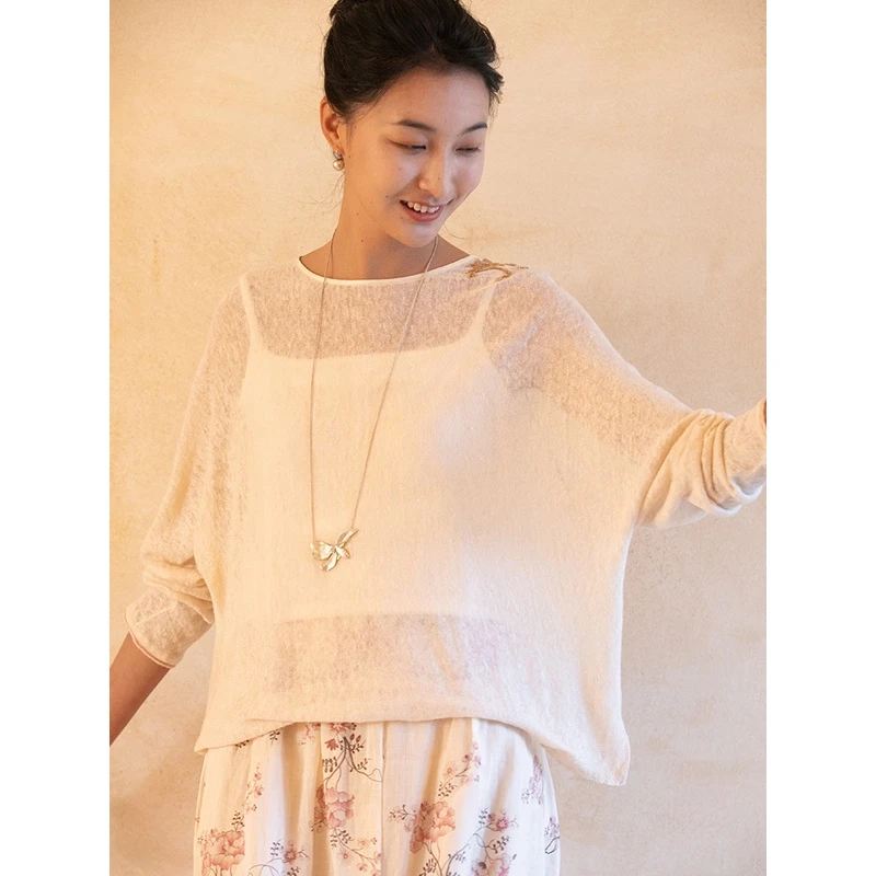 牧衣游原创 进口亚麻毛针织衫显瘦轻薄休闲百搭针织套头衫 苏禾