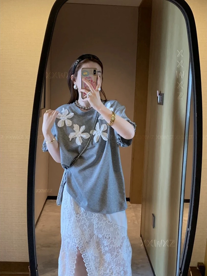 【妙女郎】四朵花木耳袖大版T恤