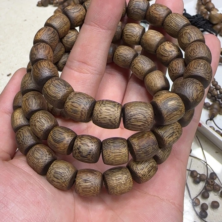 沉香手串奇楠沉香鼓珠单圈1.0-8g乌身多样性发一条