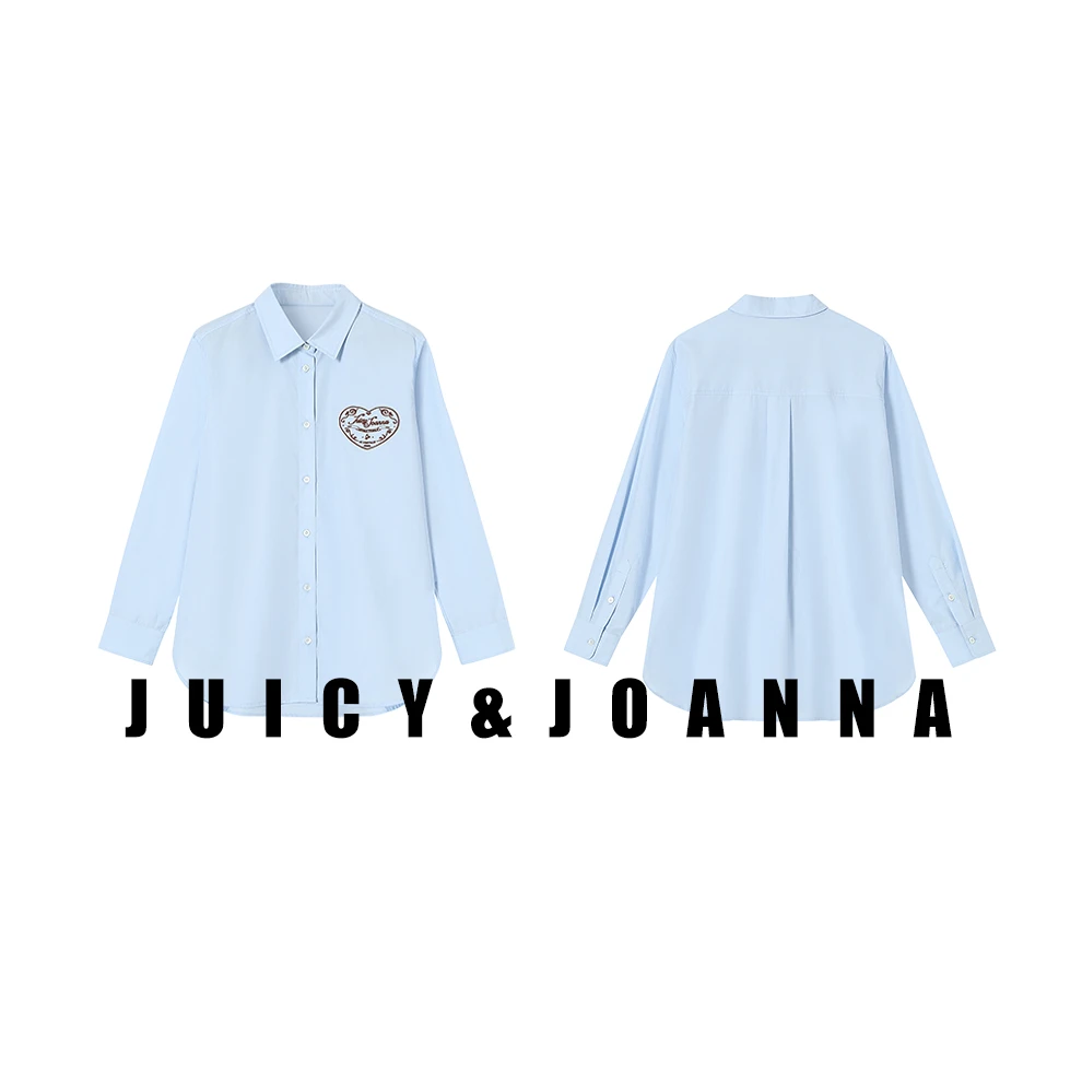 JUICY&JOANNA/橘子樱桃高智感气质蓝长袖衬衫