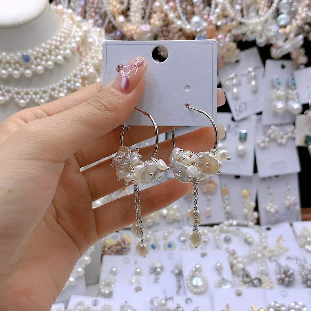 银S925镶嵌耳饰淡水珍珠