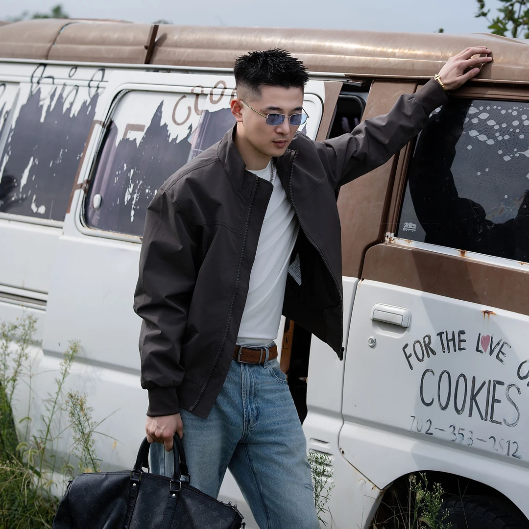 【新·2025秋季】美式夹克三防立领纯色复古秋款户外工装飞行外套