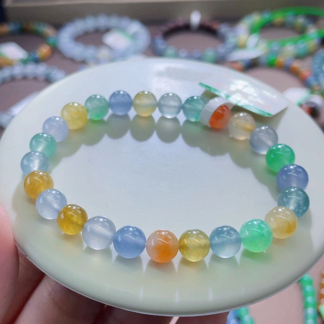 未镶嵌手链翡翠高冰彩虹多宝卡6.7-7.7