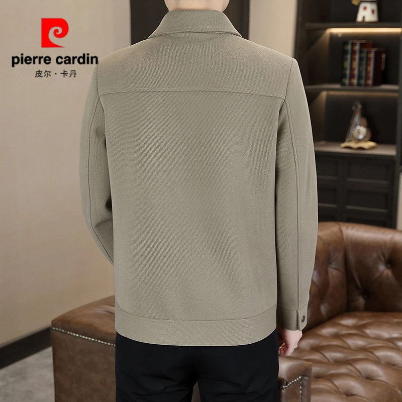 皮尔卡丹男士外套春秋季潮牌时尚青年帅气翻领夹克秋装工装上衣