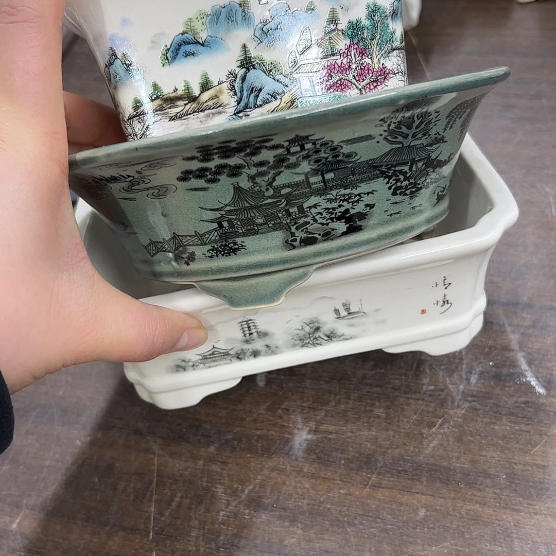 紫砂花盆249号瑕疵3个底脚裂纹口不正不平缩釉介意勿拍