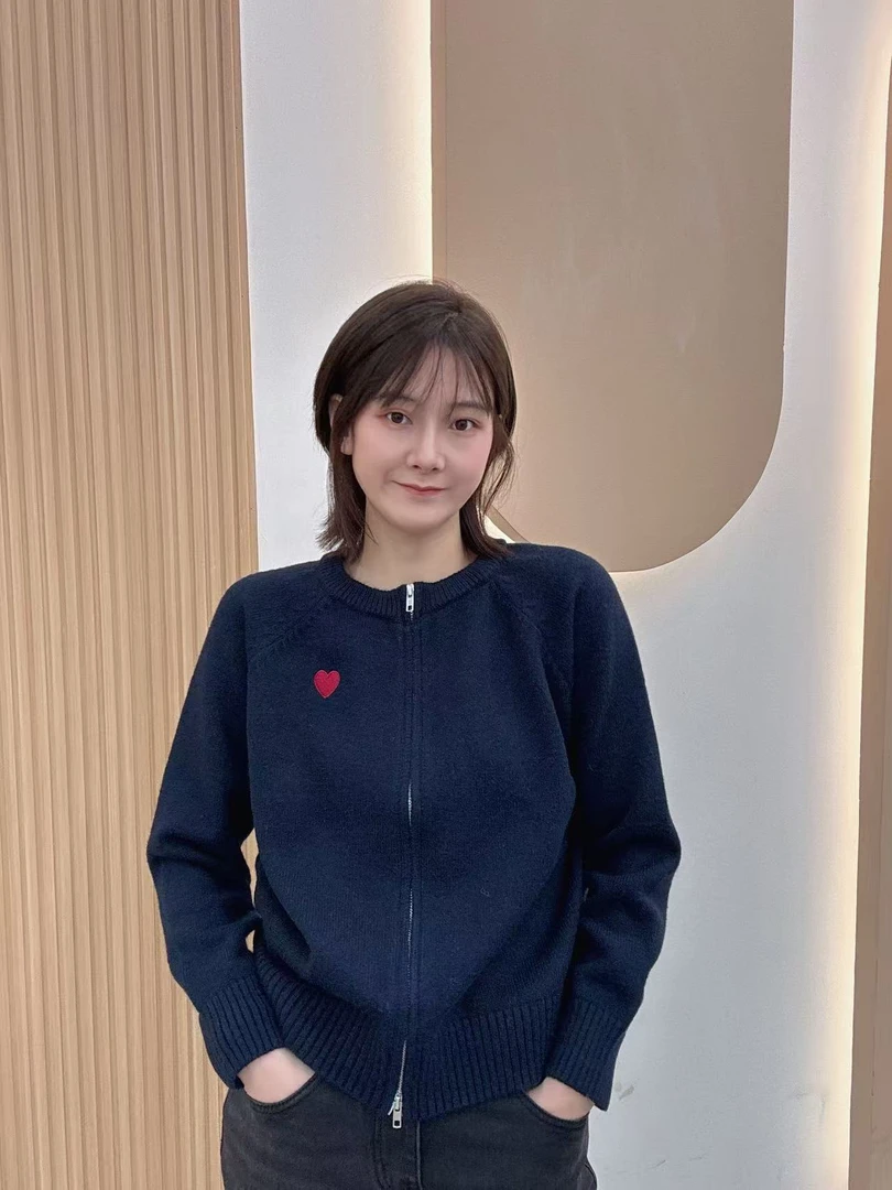 2025新款慵懒风休闲宽松显瘦爱心拉链针织开衫6118