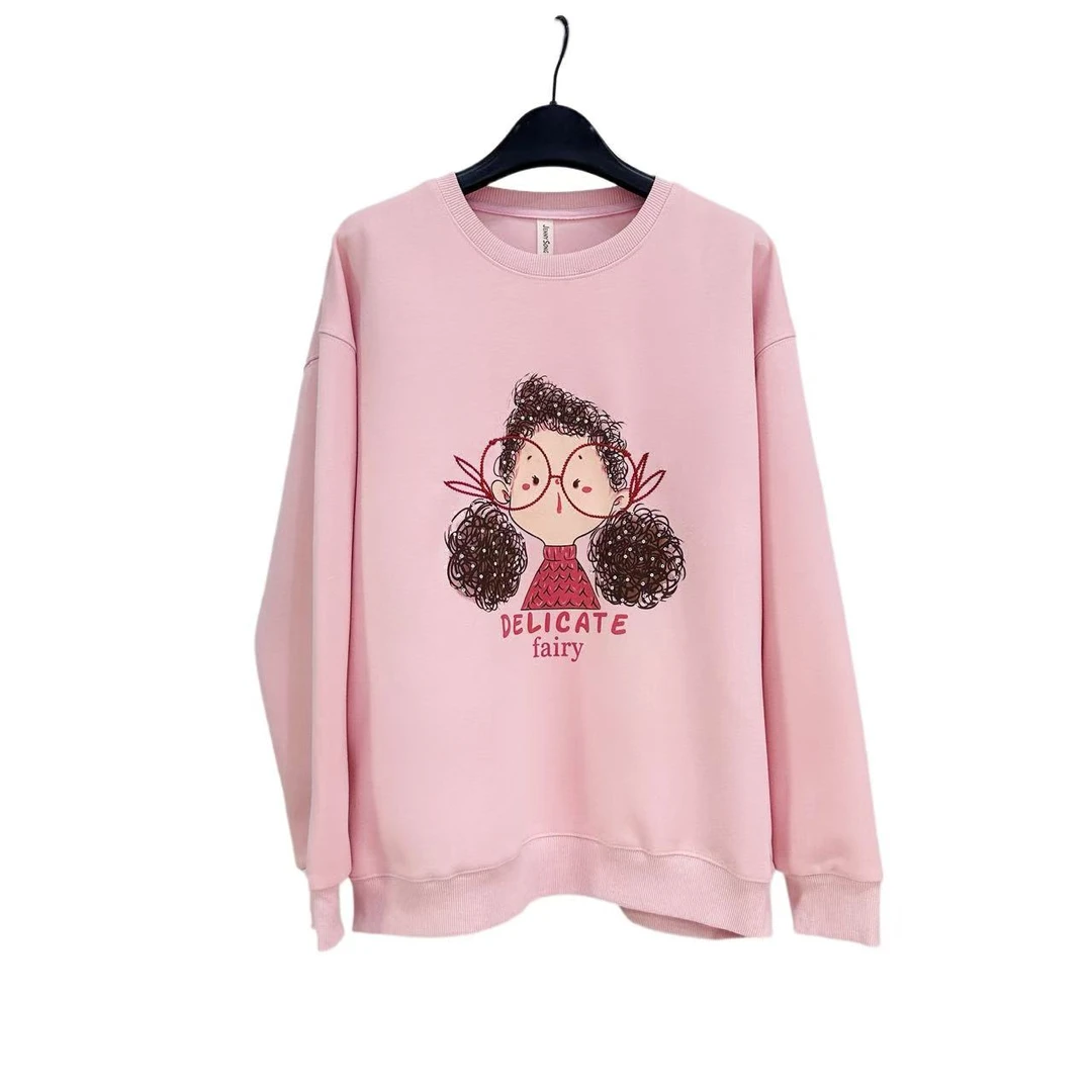 8967-（卡通女孩）套头卫衣（女孩粉色）