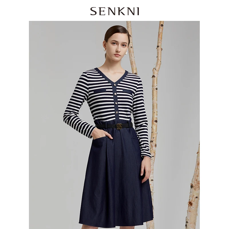 圣可尼拼接假两件连衣裙S161302MF