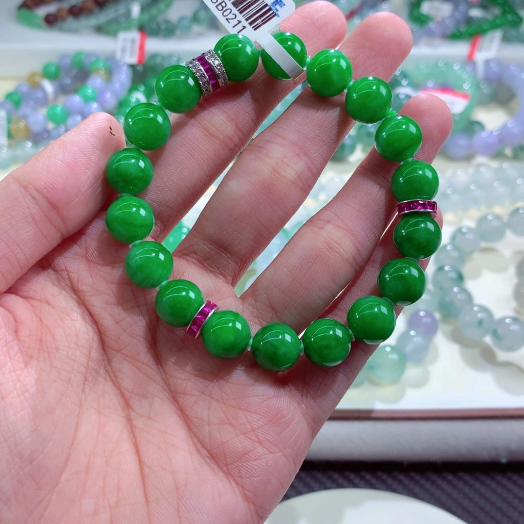 翡翠未镶嵌手链卡9.9