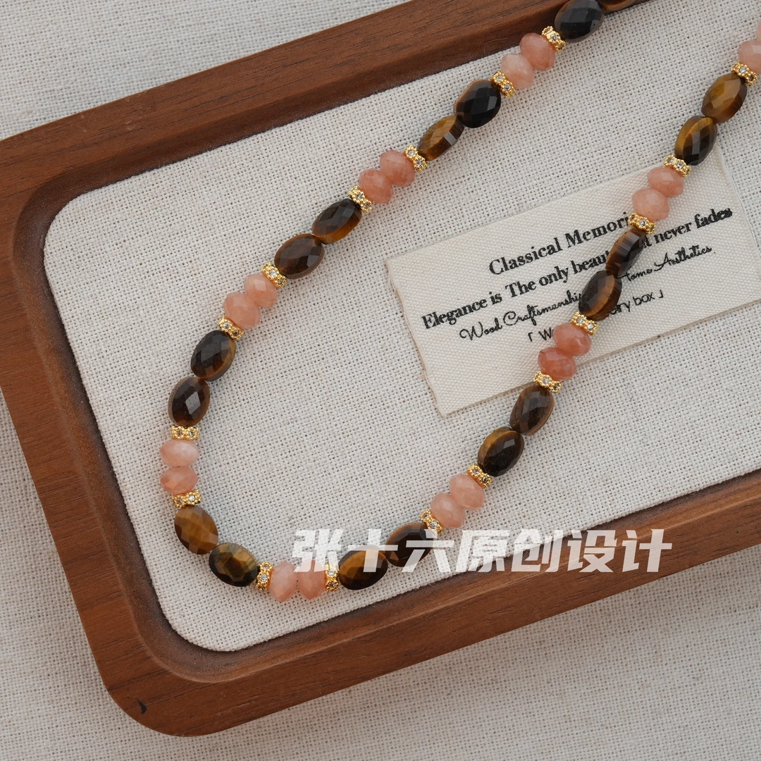 铜合金项链 [赤茶]张十六原创设计手工串珠百搭复古小众
