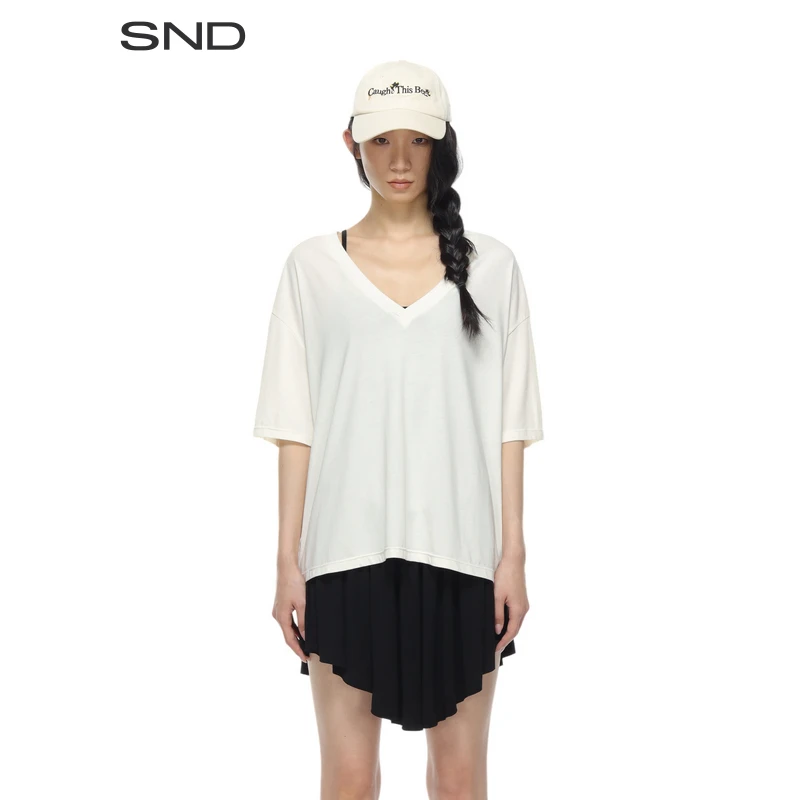 【SND CITY PROJECT 设计师品牌】SND SS25 基础款V领短袖上衣女