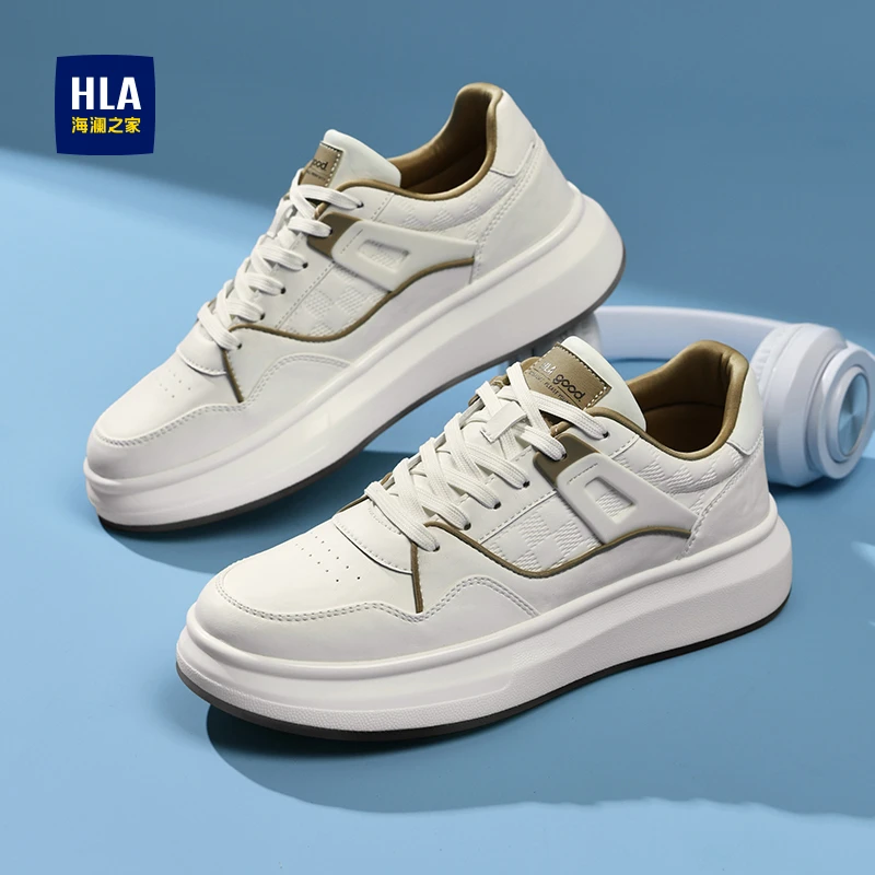 HLA/海澜之家男鞋2025秋季新款潮流厚底板鞋百搭休闲运动小白鞋