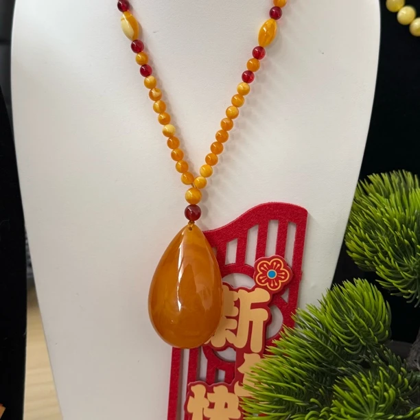 W134古巴新蜜双面蜜糖红大水滴珠链款