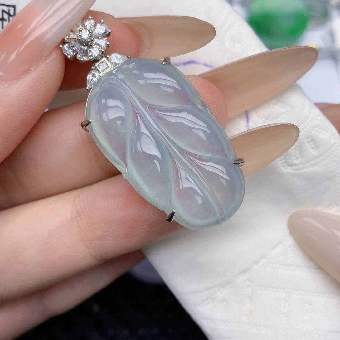 翡翠18K金镶嵌颈饰天然缅甸翡翠a货百元以上9元证书费自理