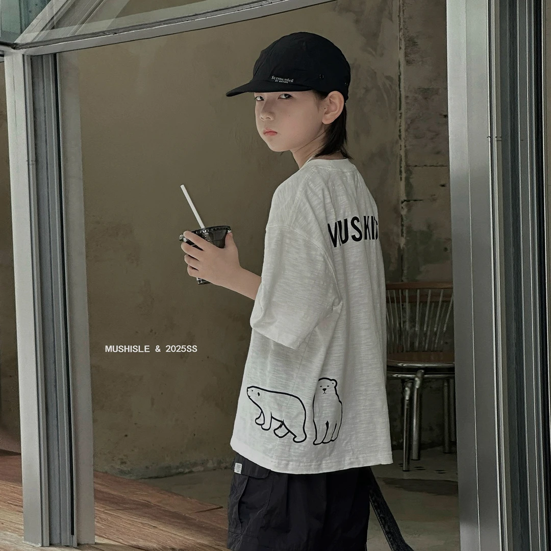 【MUSHISLE】阿又夏季童装儿童男童简约竹节纯棉短袖85212X