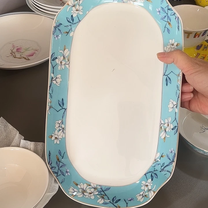 瓷片微瑕骨瓷水云间鱼盘一个