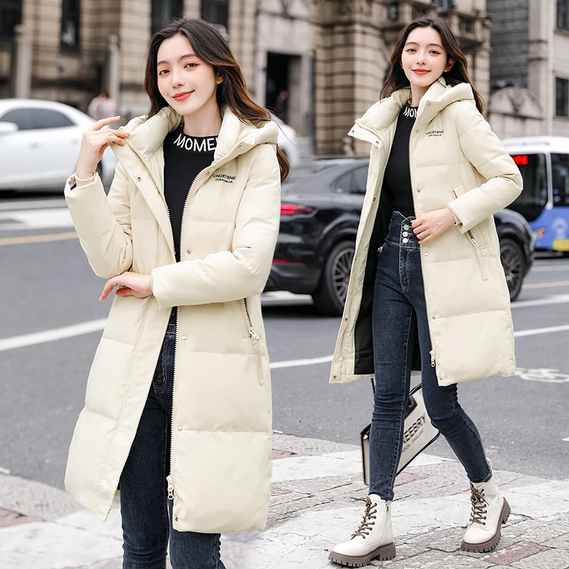 正品哥弟新款韩版保暖秋冬女中长款休闲百搭时尚连帽棉服气质上衣