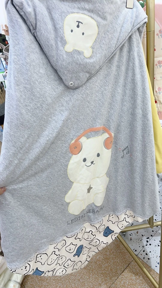 新生儿音乐小熊薄棉150克棉出产房包被