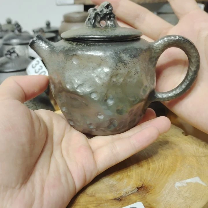 坭兴陶纯柴烧全手工茶壶，微瑕收缩