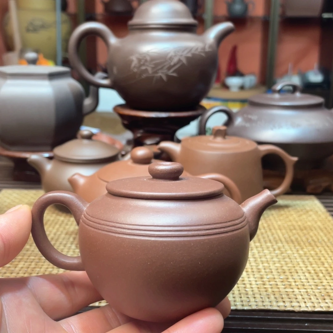 茶壶紫砂紫泥巨轮壶