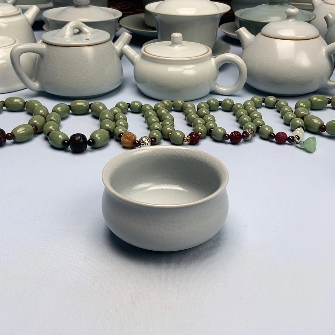 杯仿古月白卧佛杯原矿原釉原产地