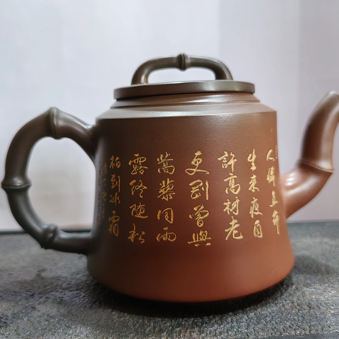 广西坭兴陶柴烧壶泡茶器家用办公茶具泡茶壶竹节壶