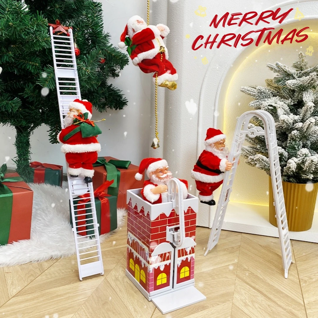 圣诞小礼品圣诞老人爬绳玩具电动爬珠爬梯降落伞鹿拉车儿童圣诞节