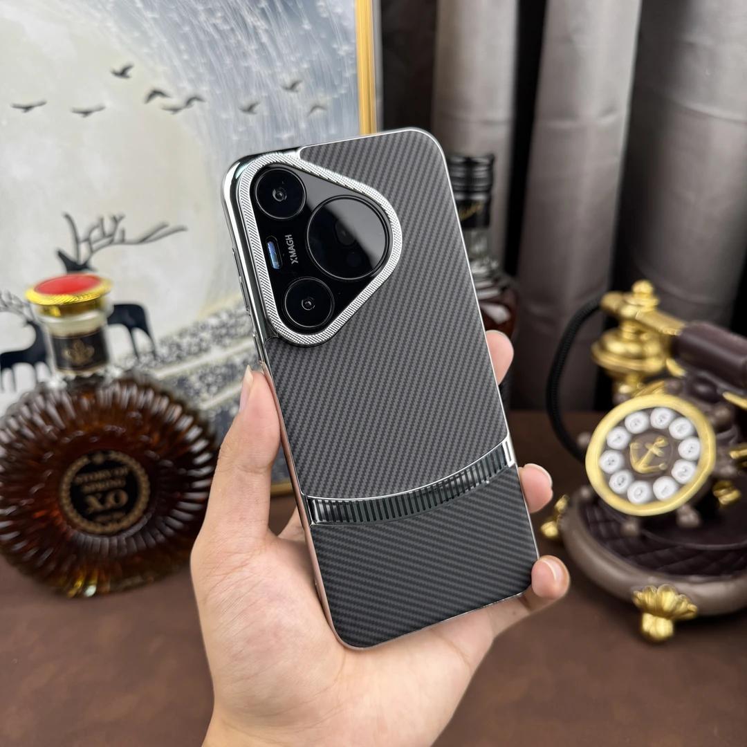 适用华为Pura70手机壳碳纤维纹Pura70/80PRO支架Pura80新款商务男