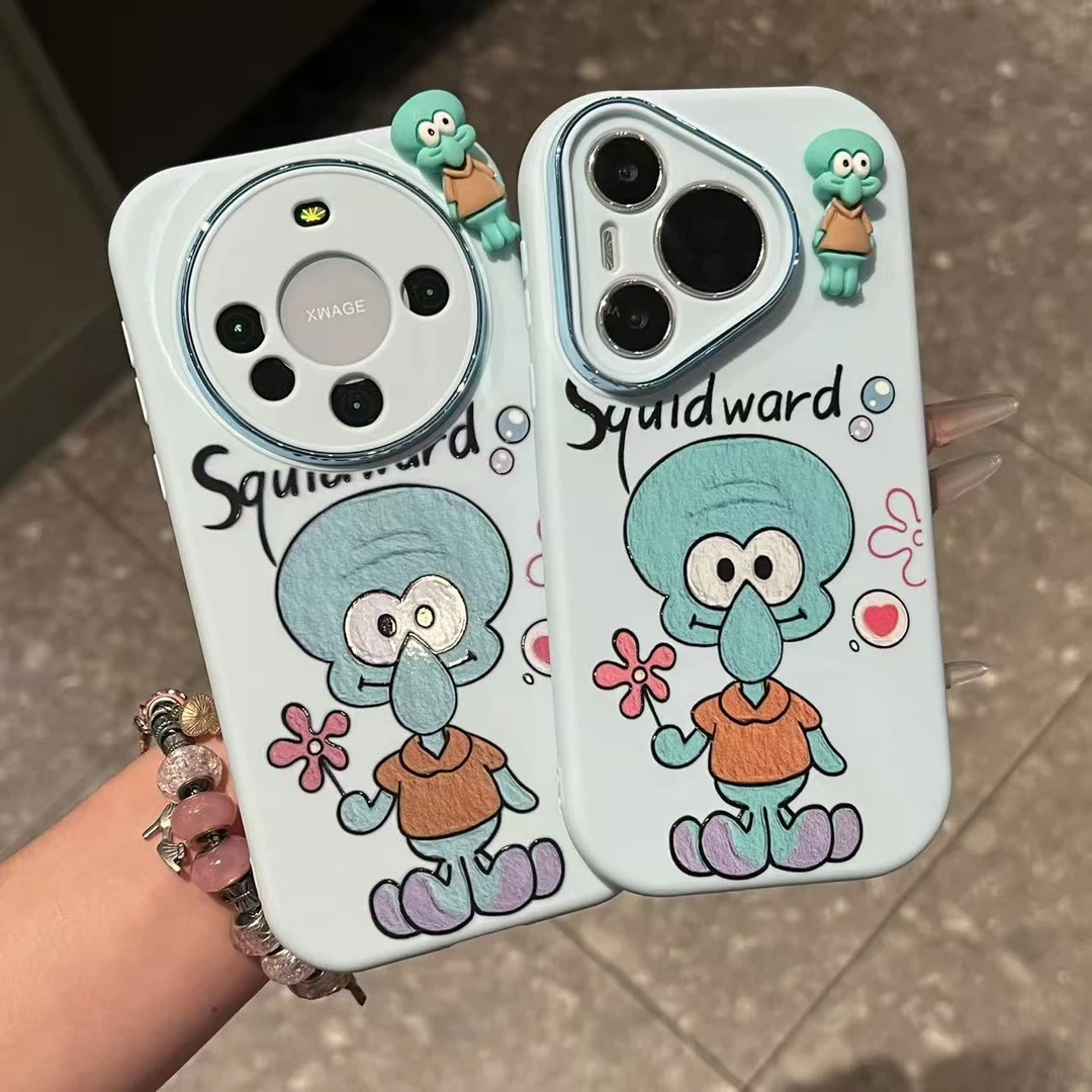 GGBond油画章鱼哥公仔适用苹果17胖子16手机壳华为vivo小米15oppo
