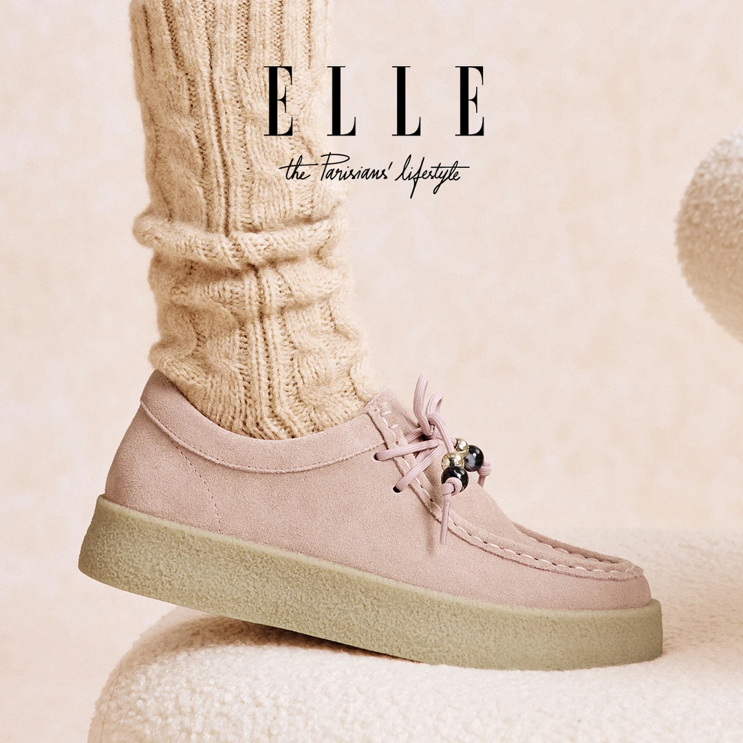 ELLE复古老钱风真皮系带mini袋鼠鞋女秋季圆头低帮平底单鞋休闲鞋