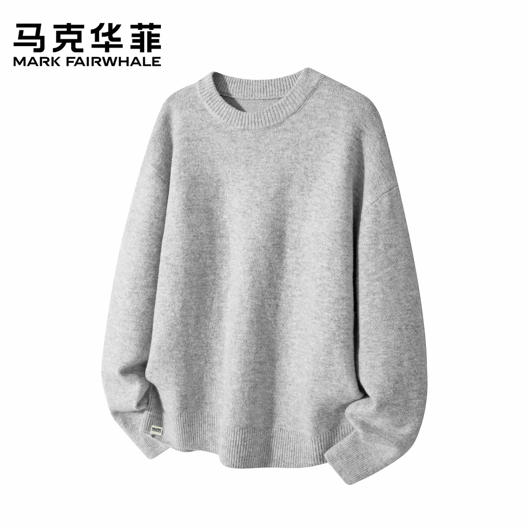 马克华菲新款冬季绵羊毛针织毛衣长袖宽松男休闲百搭纯色时尚保暖