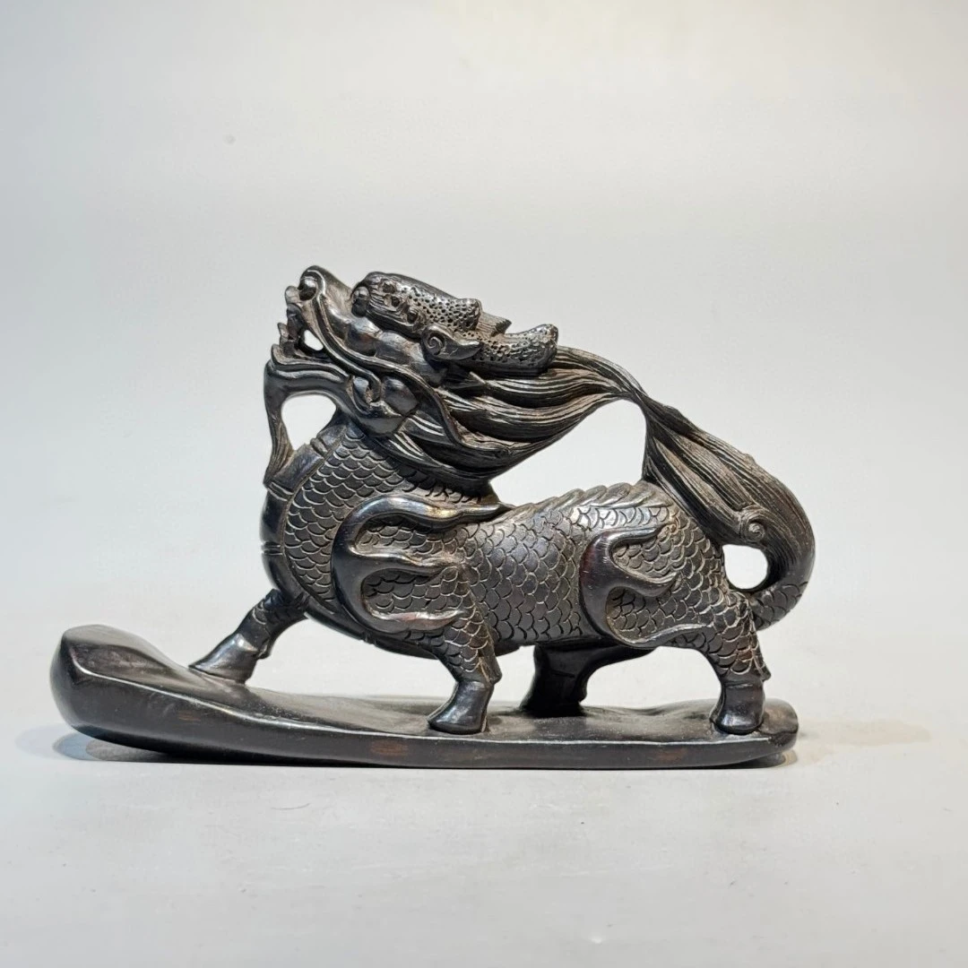 典藏 京城老赵木器【麒麟摆件】竹木根雕摆件古典家具文房雅玩