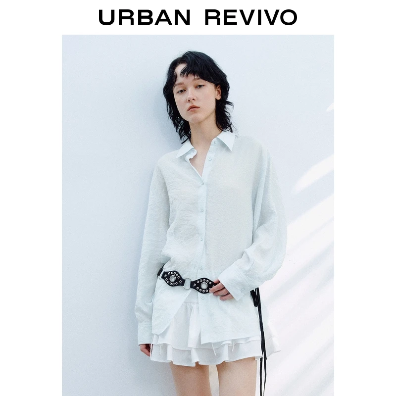 UR2026春季新款女装简约通勤肌理感开襟衬衫UYY250079+