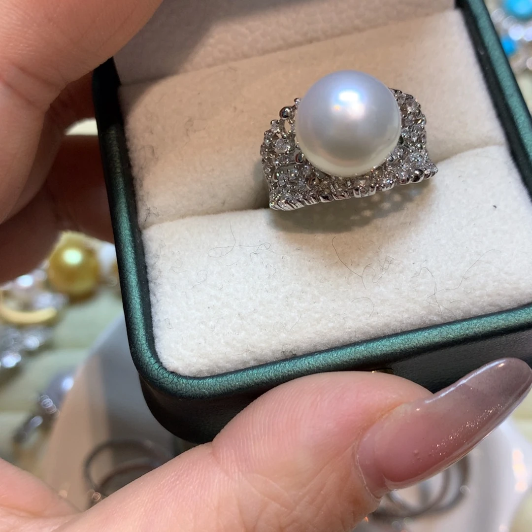海水珍珠戒指银S925镶嵌