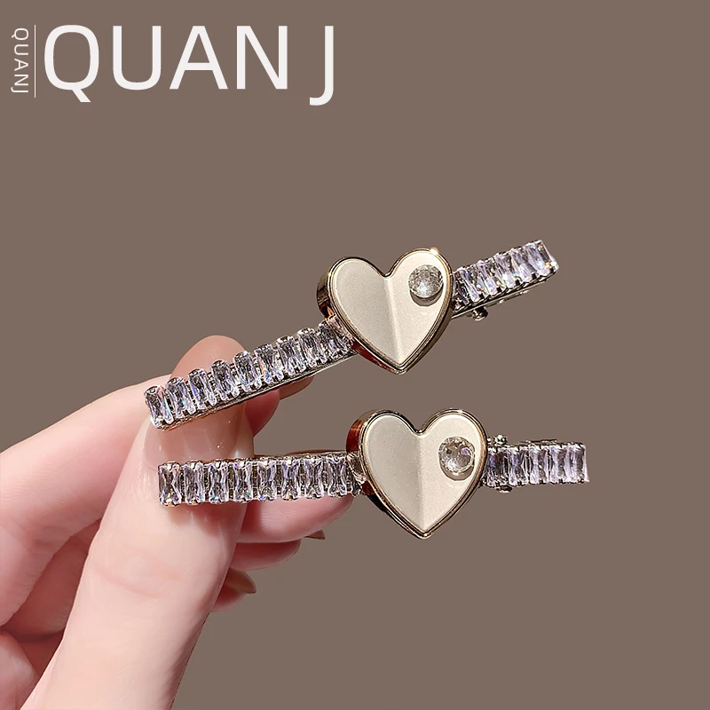 2025新品水晶爱心发夹女刘海夹闪钻气质高级感边夹鸭嘴夹子头饰