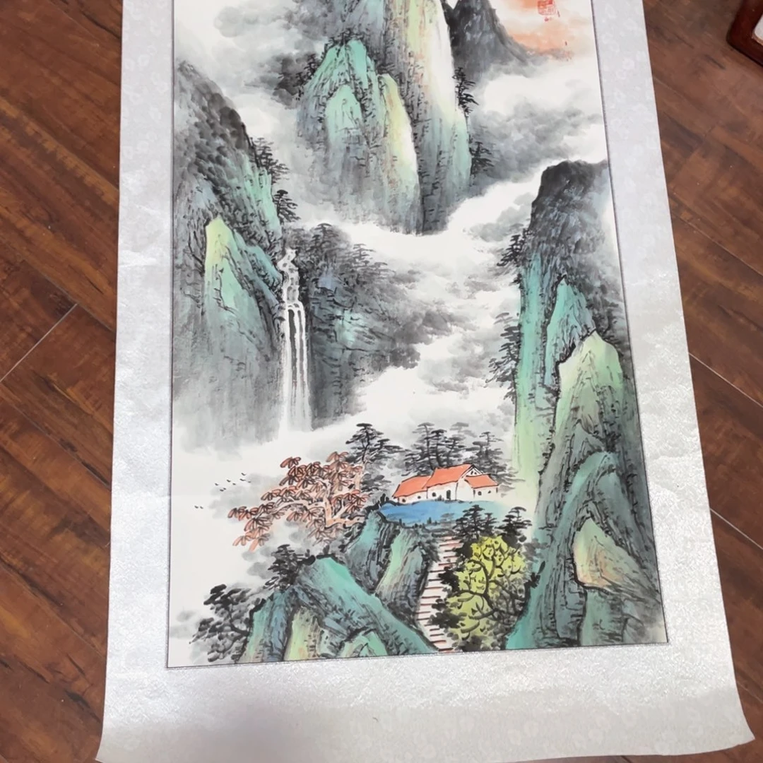 国画好****了带框尺寸63*123厘米