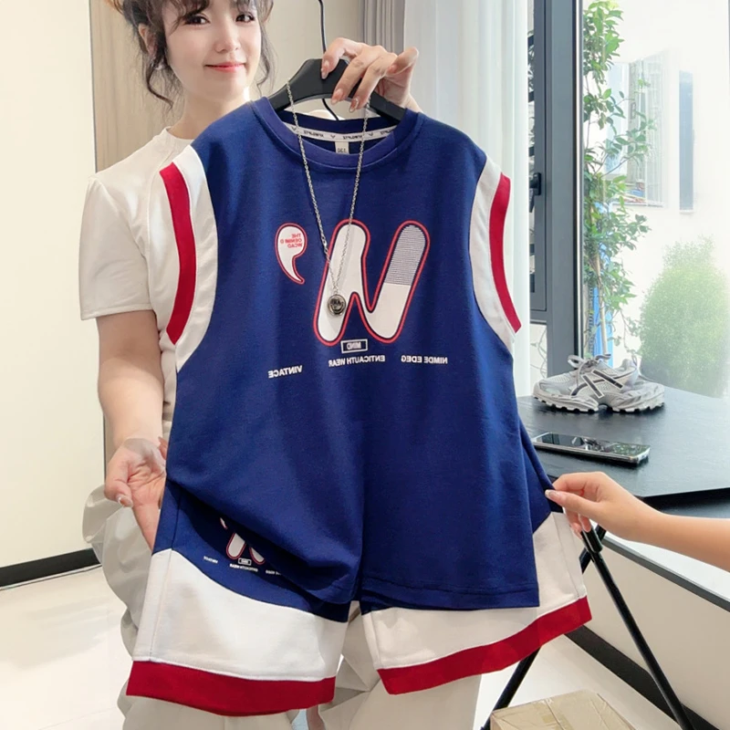 男童背心套装2025新款夏装潮酷印花拼色无袖短裤两件套儿童装衣服